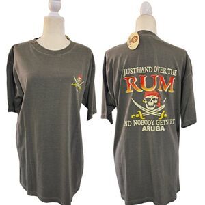 Jo Axx's Men's Medium Aruba Graphic T Shirt Short Sleeves Crew Neck Sage Green